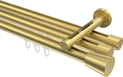 Produktbild von Interdeco Innenlaufstange / Gardinenstange mit Innenlauf Messing-Optik, Typ Siteno Sitra (Konus), 20 mm Ø 3-läufig, 420 cm