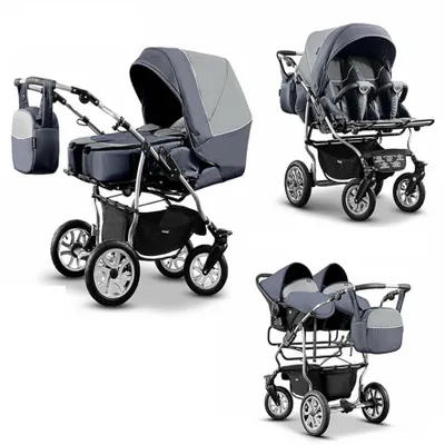 Produktbild von Zwillingskinderwagen 4 in 1 City Twin inkl. Autositze - 15 Teile -  in 19 Farben