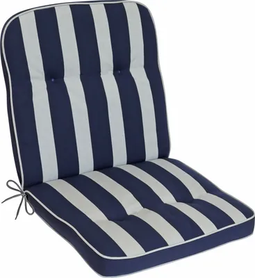 A striped chair cushion on a white background.
