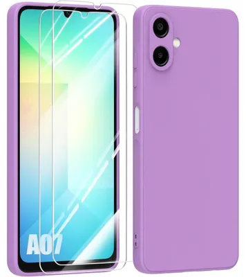 Image de Coque + 2 Verres Trempés pour Samsung Galaxy A07, Silicone Liquide Protection Slim Antichoc Violet
