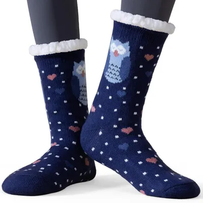Produktbild von Stoppersocken Damen Kuschelsocken Anti-Rutsch-Sohl Navy Owl 36-42