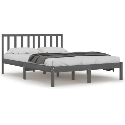 Image de Cadre de lit sans matelas bois massif de pin gris 200x200 cm