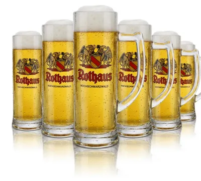 Produktbild von 6x Rothaus Bierkrug Glas 0,3l Seidel Humpen Tannenzäpfle Badische Brauerei