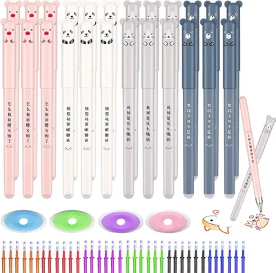 Produktbild von Radierbare Kugelschreiber – Set mit 24 Stück – 0,5 mm – Inklusive 48 Nachfüllminen und 4 Radiergummis