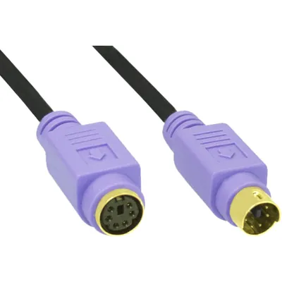 Produktbild von InLine PS/2 Verlängerung, Stecker / Buchse, PC99, violette Stecker, PREMIUM, 2m, Schwarz, 2 m, Stecker, Buchse, 175 mm, 225 mm