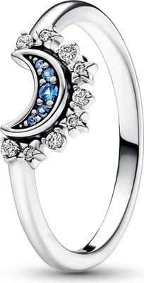 Produktbild von Pandora Ring Größe 50, blauer Mondstein, silberner Schmuck, funkelndes Design