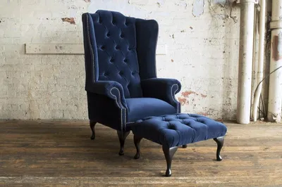 Productafbeelding van Chesterfield Ohrensessel Sessel + Hocker Chaise Relax Fernseh 1 Sitzer Sofa