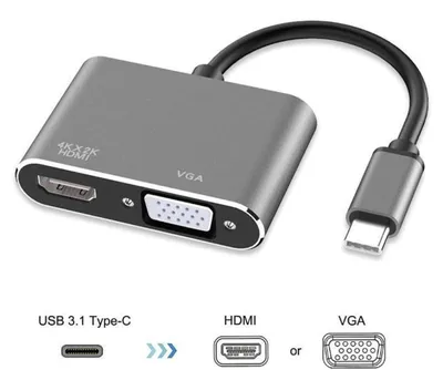 Productafbeelding van DrPhone CHX - 2 in 1 Adapter USB-C naar HDMI & VGA - 4k 3840*2160P / 30Hz - 2