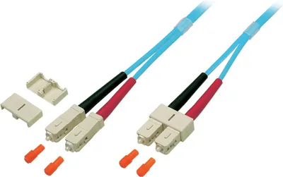 Produktbild von ProfiPatch Glasfaserkabel LWL Patchkabel Duplex SC-SC Multimode 50/125µ OM3 LSZH Lichtwellenleiter 1m