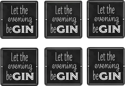Produktbild von Gin Spruch 6er Set Untersetzer aus Holz für Gin-Liebhaber