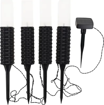 Produktbild von Solar Garten Lampe Rattan Led Leuchten 4Pcs Pol Angetriebenes Solarpanel