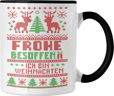 Produktbild von Trendation - Weihnachten Tasse Ich Bin Weihnachtstasse Weihnachtstassen Lustig Glühwein Becher Geschenk Tassen Weihnachtsmarkt Frauen Männer (Schwarz)