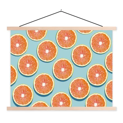 Produktbild von MuchoWow® Textilposter Orange - Sommer - Blau 120x90 cm mit holzfarbenen Rahmen - Magnetisch