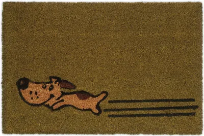 Produktbild von Relaxdays Fußmatte Kokos, 40x60 cm, Schmutzfangmatte Hunde-Motiv, Türvorleger innen & außen, Abtreter Haustür, grün