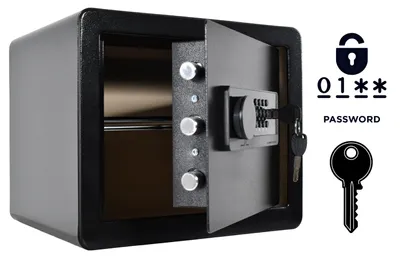 Image de Coffre-fort blindé pour la maison avec serrure électronique et clé 30 x 35 x 30 cm Noir
