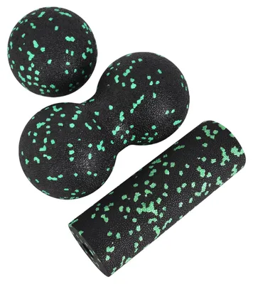 Produktbild von Faszienball Massageball Faszienrolle - Set mit 3 Stück - Duoball 16,5 x 8,5 cm - Leicht und kompakt - Für Füße, Rücken, Nacken und Wirbelsäule