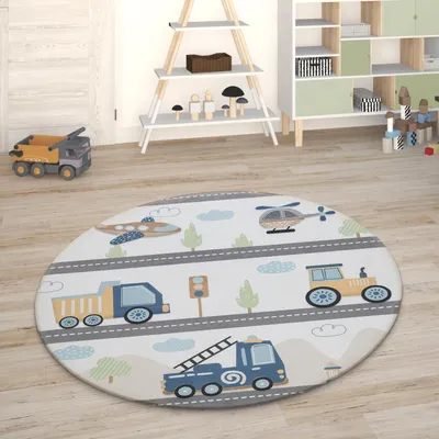 Produktbild von Kinderteppich Teppich Kinderzimmer Spielmatte Straßenteppich Spielteppich Grösse 150 cm Rund