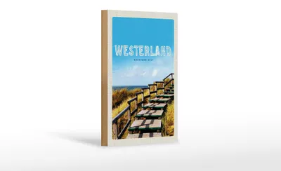 Produktbild von Holzschild Reise 12x18 cm Westerland Gehweg am Strand Meer Trip