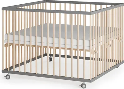 Produktbild von Laufgitter 100x100 cm mit Matratze - grau/natur - Premium Kollektion