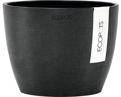 Produktbild von Pflanztopf Ecopots Stockholm Kunststoff matt Ø 16 cm H 12,5 cm dunkelgrau