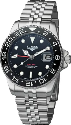 Produktbild von ELYSEE Herrenuhr GMT  Pro. schwarz schwarz onesize Herren zweite Zeitzone, Verschraubte Krone, Leuchtzeiger, Datumsanzeige 40 mm 80590, 80591, 80592, 80593, 80594, 80598, 80599, 80600, 80615
