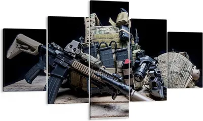Produktbild von Bild auf Leinwand - Leinwandbild - Militaria Gewehr - 125x70cm - Wand Bild - Wanddeko - Wandbilder - Leinwanddruck - Bilder - Kunstdruck - Wanddekoration - Leinwand bilder - Wandkunst - EA125x70-3889