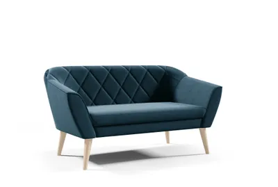 Produktbild von GUTTO Sofa 2 Sitzer -- MEA -- Blau Sitzbank Samt Holzfüße Schnelle Lieferung skandinavischer Stil - schöne Steppung