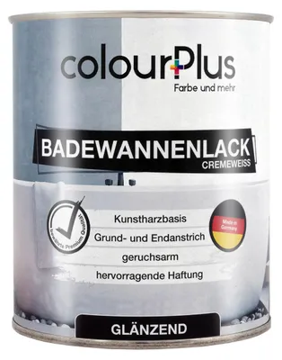 Produktbild von colourPlus Badewannenlack 750 ml, Cremeweiß glänzend – Badewannenfarbe & Fliesenlack, 1-Komponenten, hochdeckend, wasserfest, kratzfest