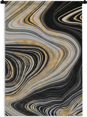 Produktbild von MuchoWow® Wandteppich Wandbehang Marmor - Grau - Schwarz 90x135 cm Tapisserie Dekoration Wandtuch - Baumwolle - Wandskulptur