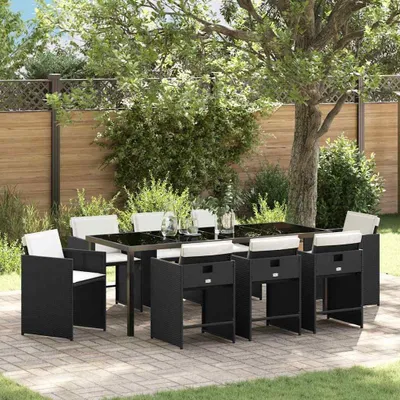 Produktbild von Maison Exclusive - Garten Essgruppe 9 stk. Schwarz Poly-Rattan