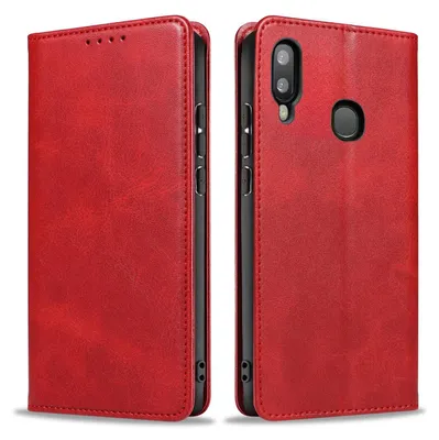 Produktbild von Handyhülle für Samsung Galaxy A20e Kunstleder Flip Cover Hülle Handytasche Case Kartenfach Farbe: Rot