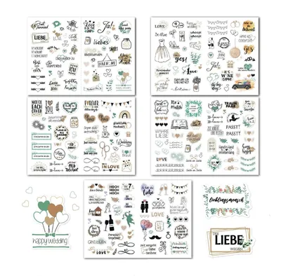 Hochzeits-Sticker für Scrapbooking, 5 Stück, romantisch, transparent