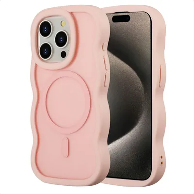 Productafbeelding van Selencia Wavy Backcover met MagSafe voor de Apple iPhone 15 Pro - Soft Pink