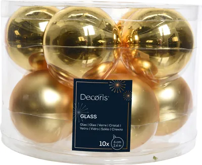 Produktbild von 10er Set Goldene Glaskugeln, 6 cm - Weihnachtsdeko, Christbaumkugeln, Festliche Ornamenten