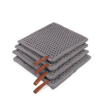 Produktbild von CHEF Topflappen mit Tasche 4 Stück | Silikon Dots Graphite | Topflappen Grau| 20x20cm