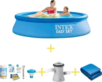 Produktbild von Intex Easy Set Pool - 244 x 61 cm - Inklusive WAYS Wartungspaket, Filterpumpe & Bodenplane