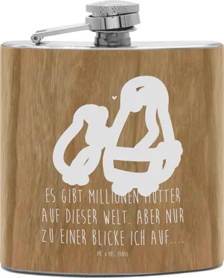Produktbild von Mr. & Mrs. Panda Alkoholflasche Pinguin mit Kind - Transparent - Geschenk, Muttertag, Hip Flask, Mama, Bruder, taschenflasche, Vorbild, Mom, Mutter, Flachmann, edelstahl