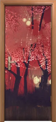 Produktbild von Türposter 80x200 cm Türaufkleber Türtapete Türfolie Klebefolie Nacht Herbst Wald Fantasie Landschaft