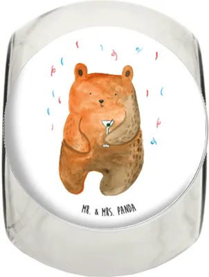 Produktbild von Mr. & Mrs. Panda Lebensmittelbehälter Bär Party L 870ml - Weiß - Geschenk, Frischhaltedose, Mitbringsel, Vorratsglas, Vorratsdose, Kaffeedose, Lustig, glasbehälter, Teddy