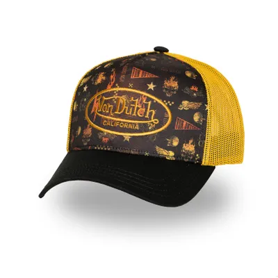 Produktbild von Von Dutch Originals Trucker Cap - CALIFORNIA SKULL black/yellow
