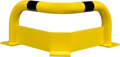 Produktbild von PROREGAL Eck-Rammschutz-Bügel mit Unterfahrschutz | HxBxT 35x60x60cm | Kunststoffbeschichteter Stahl | Schwarz-Gelb