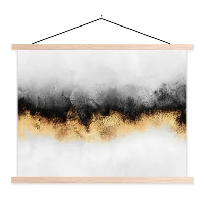 Produktbild von MuchoWow® Textilposter Gold - Chic - Abstrakt - Schwarz - Weiß - Luxus 60x45 cm mit holzfarbenen Rahmen - Bild
