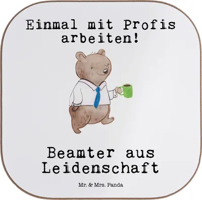 Produktbild von Mr. & Mrs. Panda Tischuntersetzer Beamter Leidenschaft - Weiß - Geschenk, Holzuntersetzer, bieruntersetzer, Tischschoner, Studium, Coaster, Untersetzer für Gläser
