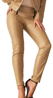 Produktbild von Selente #Fashionista Damen Leggings in Leder-Optik in modischem Design, Beige Re