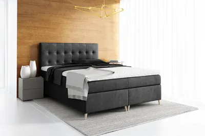 Produktbild von Boxspringbett AGANTI , Pocket Matraze Topper , 160 x 200 cm , ( Schwarz - Jasmine 100 )
