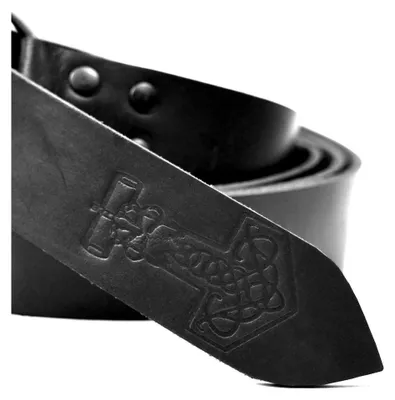 Produktbild von Ringgürtel mit Thorshammer-Prägung Schwarz 150 cm