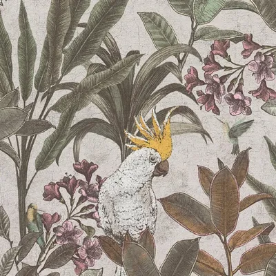 Produktbild von Dschungel-Tapete Kakadu Naturfarben - Vliestapete tropisch - Mustertapete mit Blättern & Vogel AS-Creation (KG-174833)