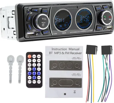 Produktbild von Car Radio 12V Mp3 Player Dashboard Bluetooth Hands-free Kit Plug-in Card U Disk 8808 Schwarz