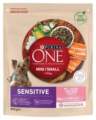 Obrázok produktu pre PURINA One Mini/Small Sensitive Losos, ryža - suché krmivo pre psov - 800 g