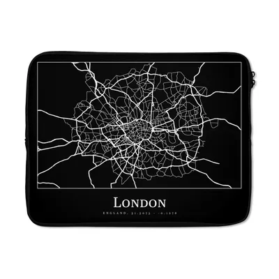 Produktbild von MuchoWow® Laptop Hülle 17 Zoll Laptoptasche Karte - Stadtplan - London - Zipper - Schutzabdeckung